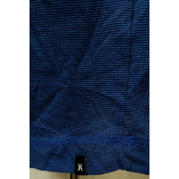 Hurley Mens XL Dark Blue Pin Striped Short Sleeve 1/4 Button Polo Logo T-Shirt - Picture 6 of 12